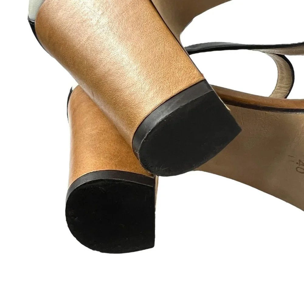 Audley London Leather Peep Toe High Heel Pumps in Black Multi Retro Pinup Sz 40 - Picture 10 of 11